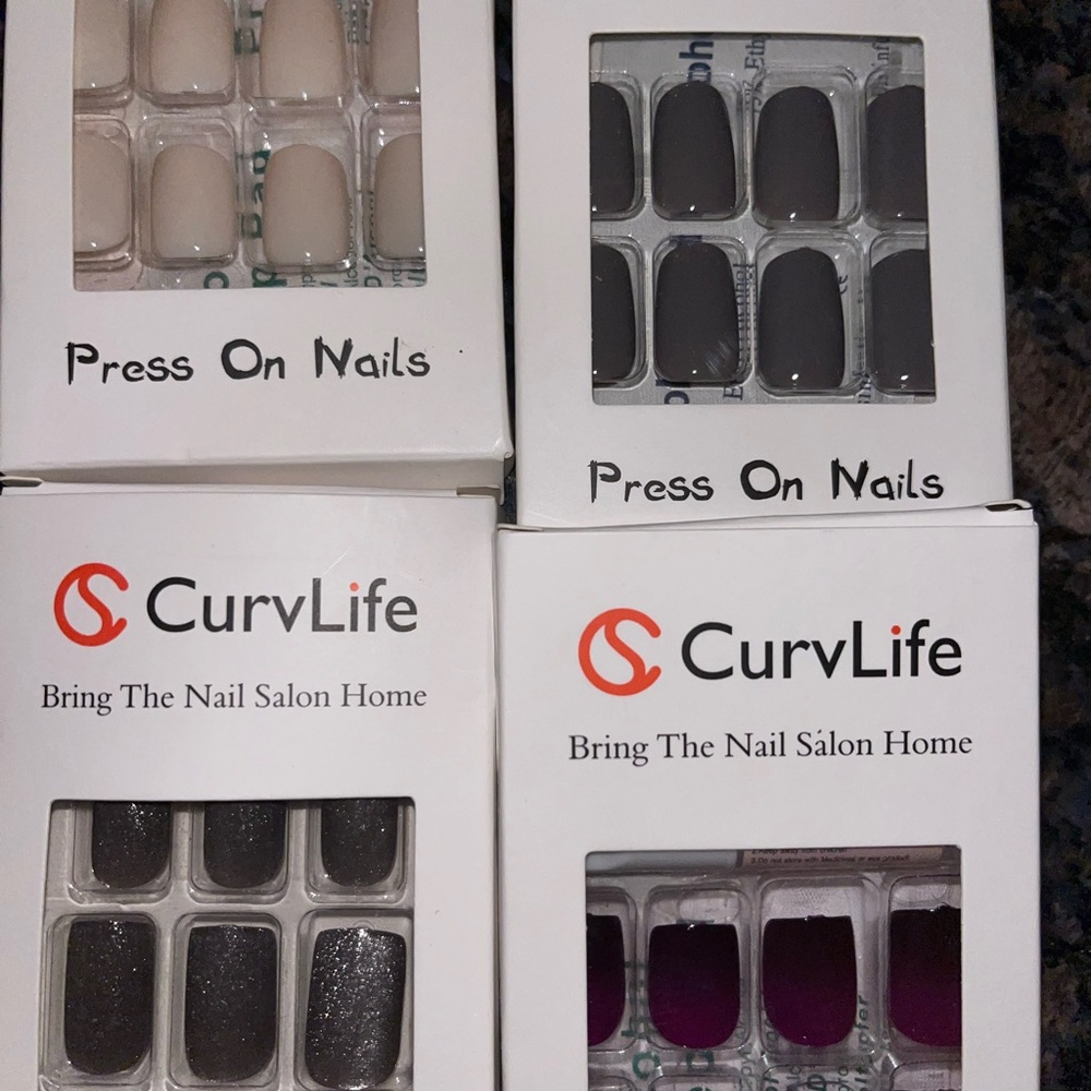 Brand new curvlife nails. Selling as a set. 5 pair includes glue and remover